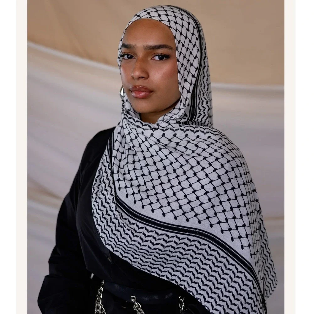 Vela Kuffiyeh Black White Modal Hijab Standard 28x73 NWT Scarf